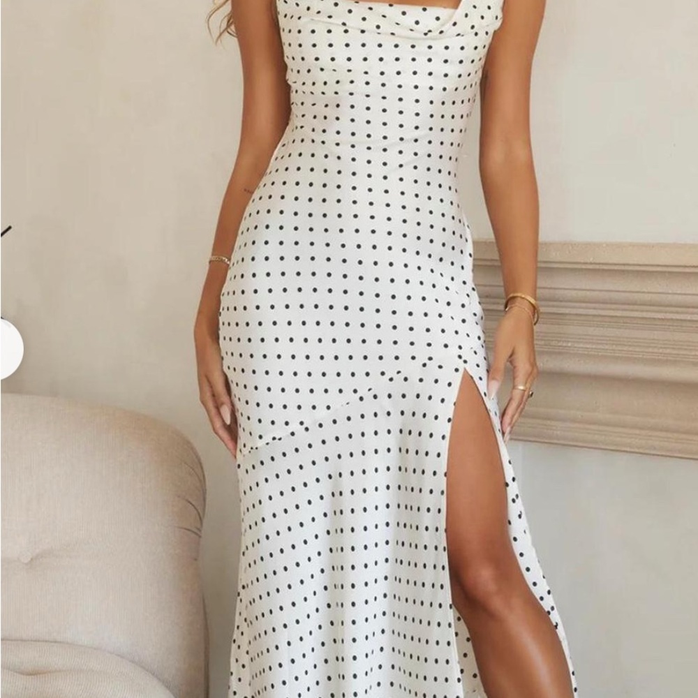 Hello Molly Black and White Polka Dot Maxi Dress